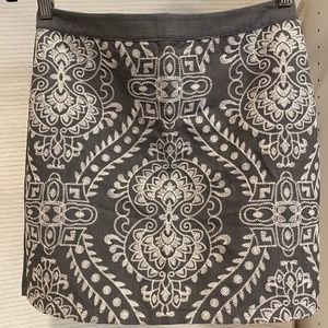 Grey-White Embroidered Mini Skirt